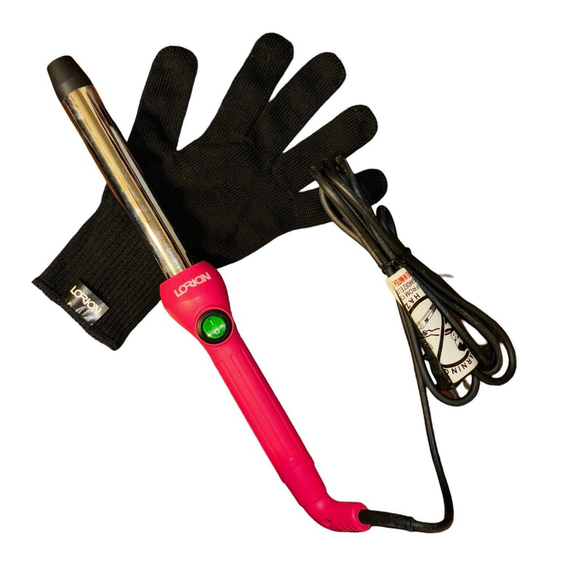Pink Lorion Clip-less Curling Iron with Protective Glove - Picture 1 of 3